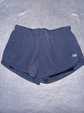 New Balance Running Shorts Womens Size Medium Blue Black 2 in 1 Lightweight